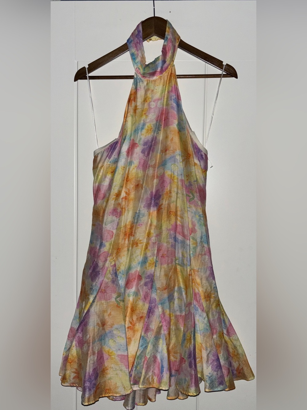 Astr The Label Sommer Floral Halter Mini Dress Women L Watercolor Garden Party